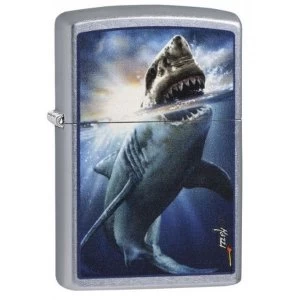 Image of Zippo Mazzi Vicious Shark Street Chrome Finish Windproof Lighter