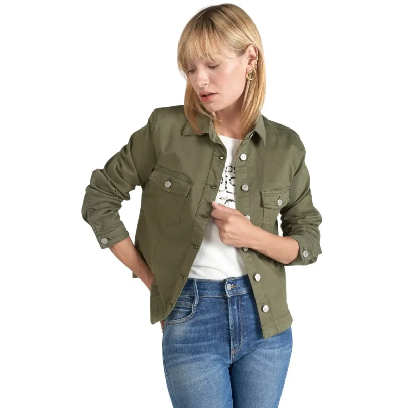 Image of Le Temps des cerises Womens denim jacket Le Temps des cerises Lilly Vert Female S