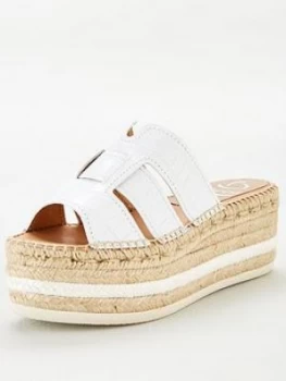 image of KANNA Ana20 Flatform Wedge Esparille Sandal - White, Size 3=36, Women