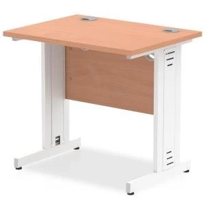Image of Trexus Desk Rectangle Cable Managed White Leg 800x600mm Beech Ref