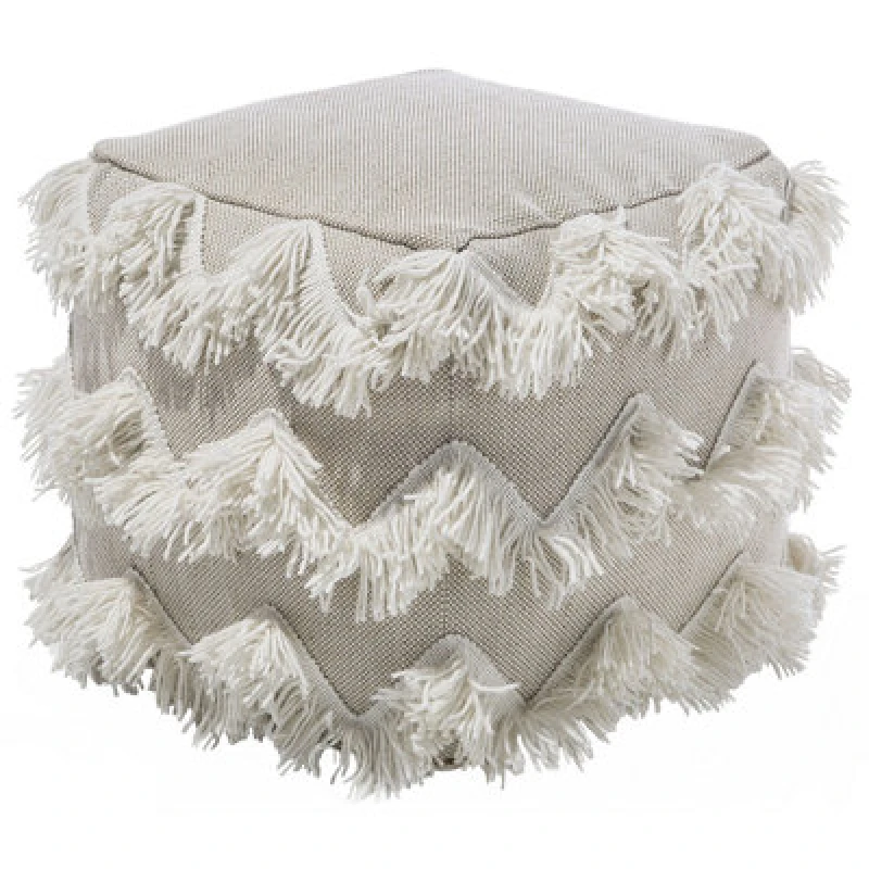 Image of Beliani Boho Pouffe Nashik Cotton Beige