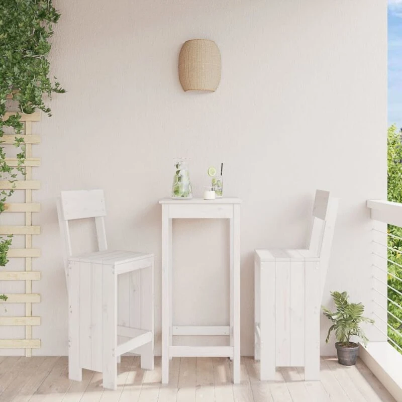 Image of vidaXL Bar Stools 2 pcs White 40x48.5x115.5cm Solid Wood Pine, White 825360