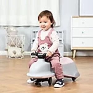 image of Homcom Ride on Wiggle Car with LED Flashing Wheels Grey,Pink