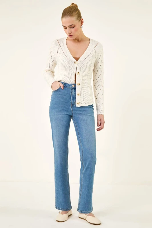 Image of Roman Womens Straight Leg Stretch Jean in Mid Blue Size: 14 Mid Blue Female 14