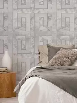 Image of Fresco Meander Pale Grey Wallpaper