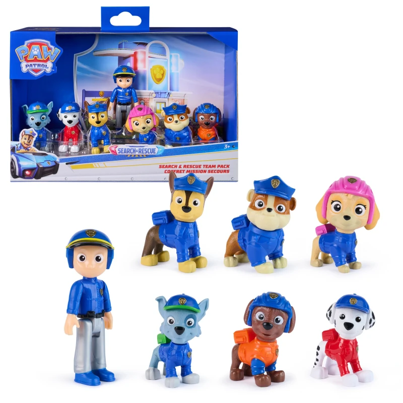 Image of PAW PATROL - Search & Rescue: Figuren-Set mit 7 Charakteren (Chase Marshall Skye Rubble Rocky Zuma Ryder) ca. 6cm bewegliche Kopfe und Gliedm