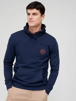 image of Jack & Jones Small Logo Overhead Hoodie - Navy, Navy Blazer Size XL Men