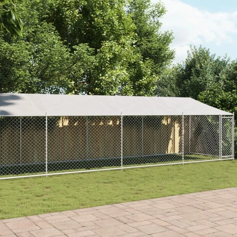 Image of VIDAXL Dog Cage with Roof and Door Grey 12x2x2 m Galvanised Steel Vidaxl 3209572