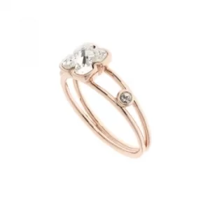 image of Ladies Karen Millen Rose Gold Plated Art Glass Flower Ring Size SM