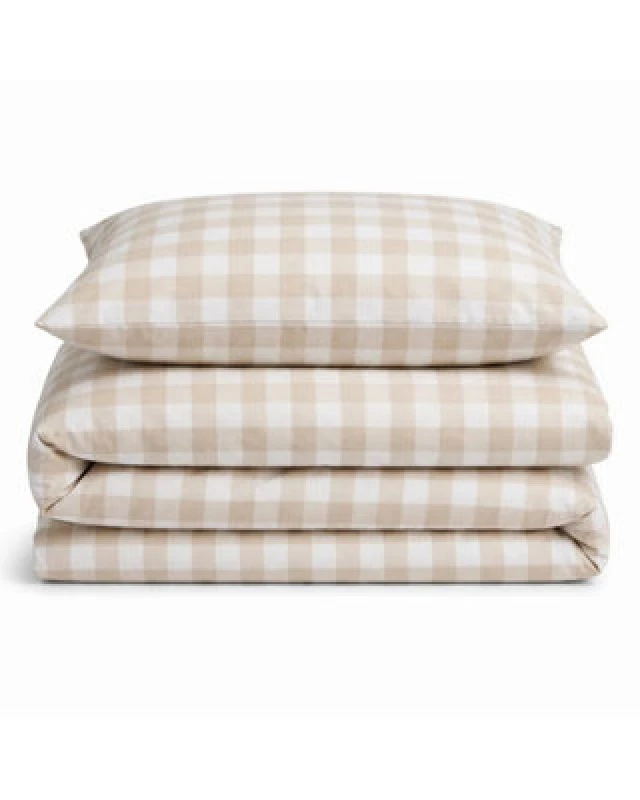 Image of Sweet Dreams Natural Wyndham Gingham Check Duvet Cover And Pillowcase Set Single