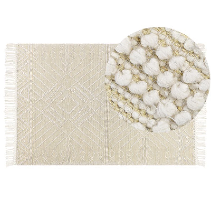 Image of Beliani Rug Mavikent Beige 160 X 230 Cm Wool