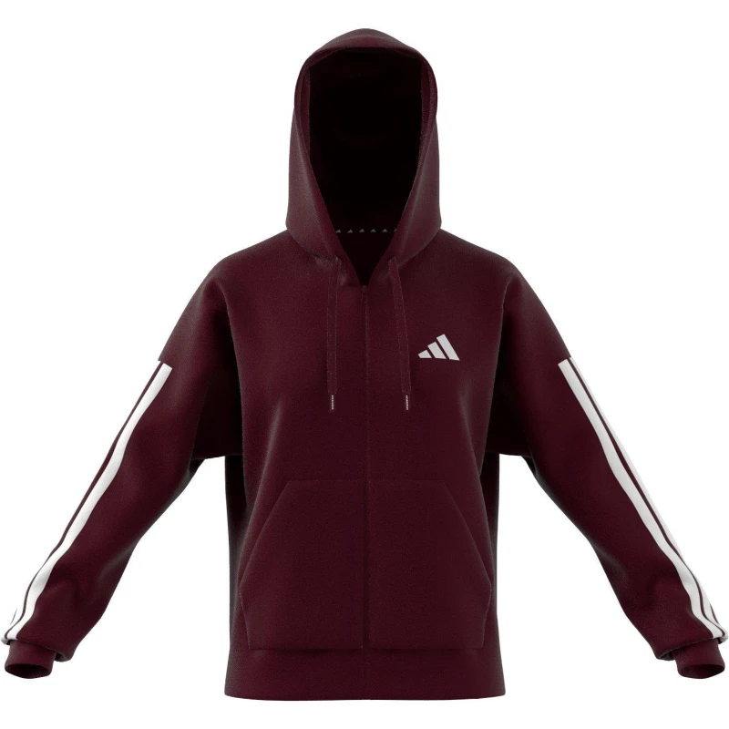 Image of adidas Essentials 3 Stripe Zip Track Hoodie Womens Zip Hoodies S (8-10) Red 66532308330