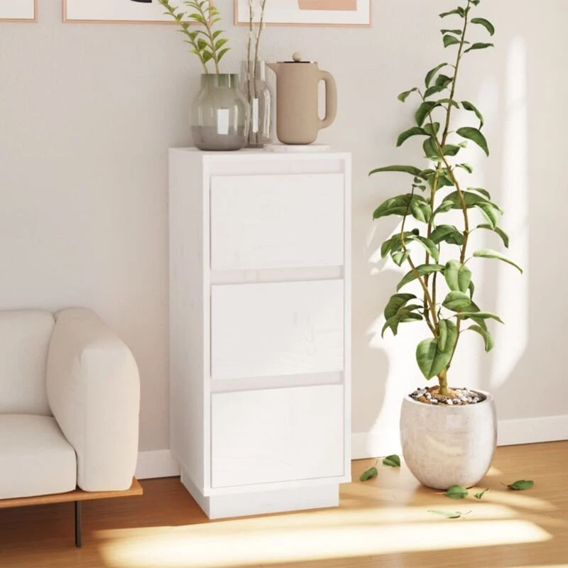 Image of VIDAXL Sideboard White 32x34x75cm Solid Wood Pine Vidaxl 8720286841938