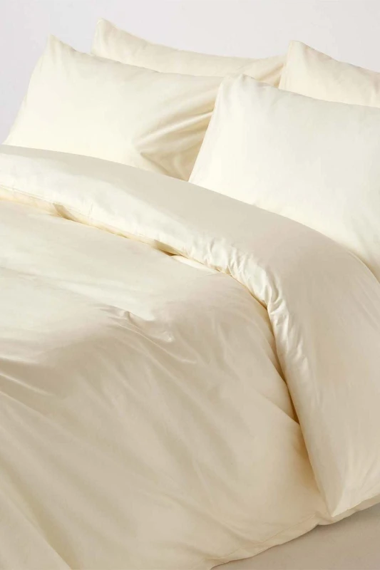 Image of Homescapes Cream Egyptian Cotton Duvet Cover With Pillowcases 200 Tc, Double