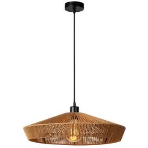 image of Lucide YUNKAI - Pendant Light - Ø50cm - 1xE27 - Light Wood