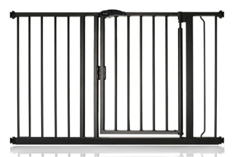 Image of Safetots Pressure Fit Self Closing Stair Gate, 118.2Cm - 125.2Cm, Matt Black, Auto Closing Baby Gate, Safety Barrier