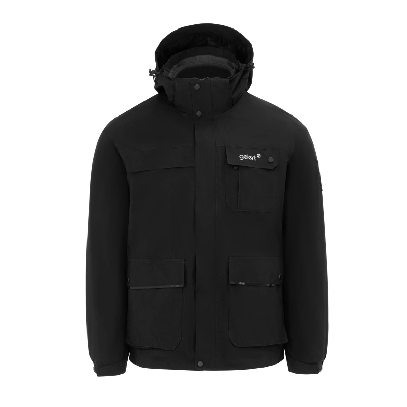 Image of Gelert Mens 3-in-1 Windproof Fleece Lined Detachable Hood Long Sleeve Jacket Black male S