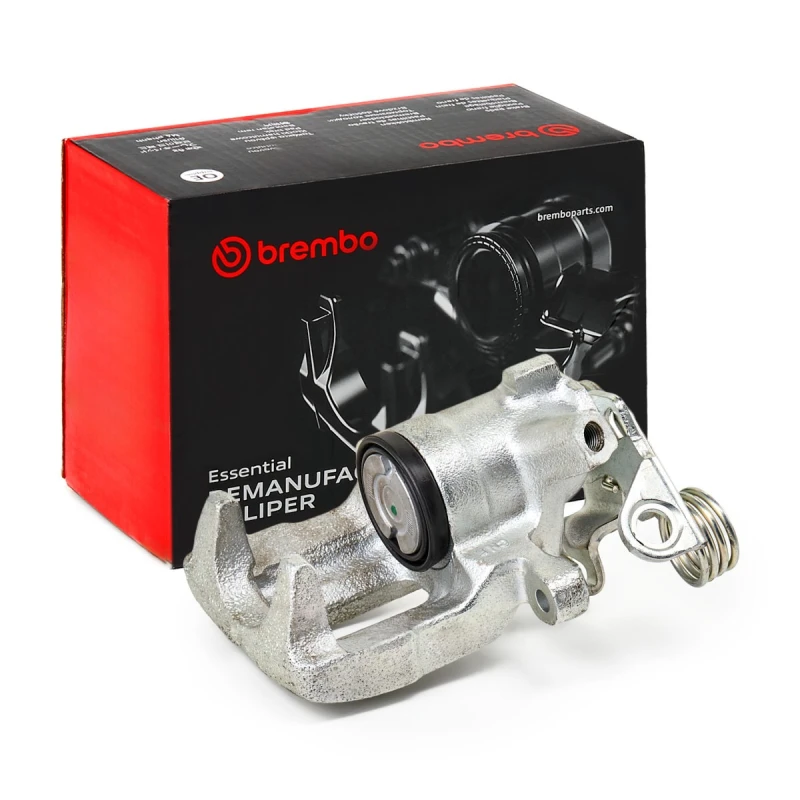 Image of BREMBO F 85 118 Brake caliper ESSENTIAL LINE Rear Axle Left Grey Cast Iron Brake Caliper (78)