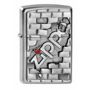 image of Zippo Unisex Adult Wall Emblem Windproof Pocket Lighter Chrome