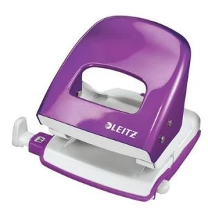 image of Leitz Durable Medium-Duty Metal Hole Punch Purple 30 Sheets of 80gsm Paper