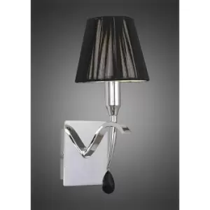Image of Siena wall light with 1-light switch E14, polished chrome with Black lampshade and Black crystal