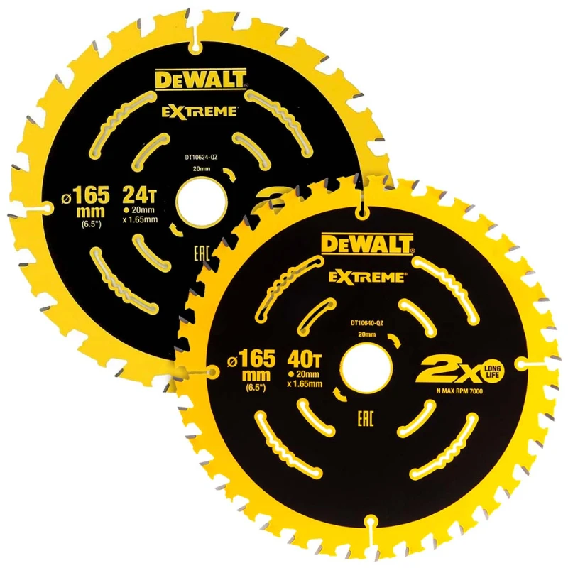 Image of DEWALT 2 Piece 165mm Extreme Cordless Circular Saw Blade Kit DEWKIT20 Diameter: 165mm