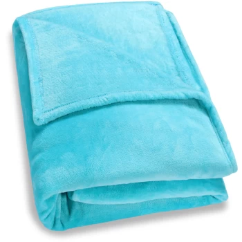 Image of Faux Fur Throws Fleece Blanket Soft Sofa Bed Large King Size Warm Double Cover 220x240 - light blue