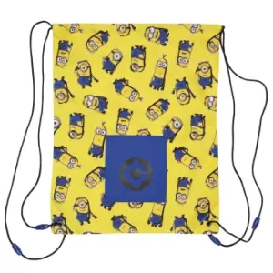 Image of Minions Boys Drawstring Bag (One Size) (Yellow/Blue)