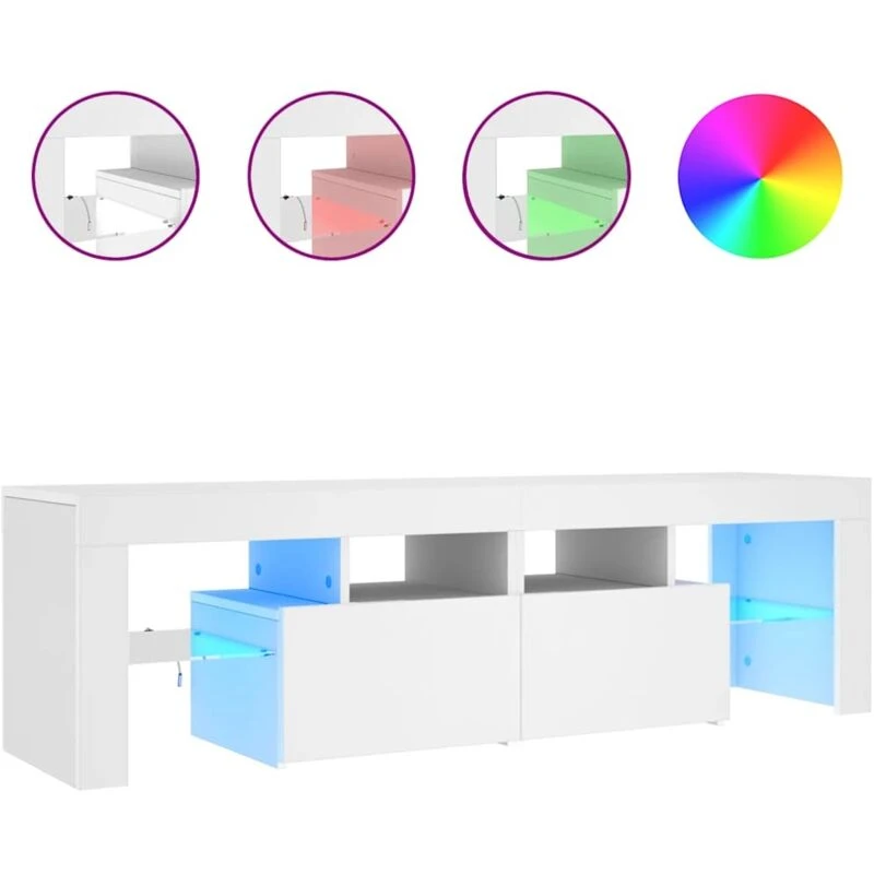 Image of VIDAXL TV Cabinet with LED Lights White 140x36.5x40cm vidaXL 8720286217740