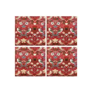 image of William Morris Strawberry Thief Red Pack Of 4 Napkins