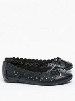 Image of Evans Extra Wide Fit Renny Lazer Cut Ballet Shoe - Black, Size 9, Women