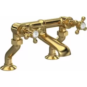 image of Topaz Bath Filler Tap Pillar Mounted - Brushed Brass - Hudson Reed