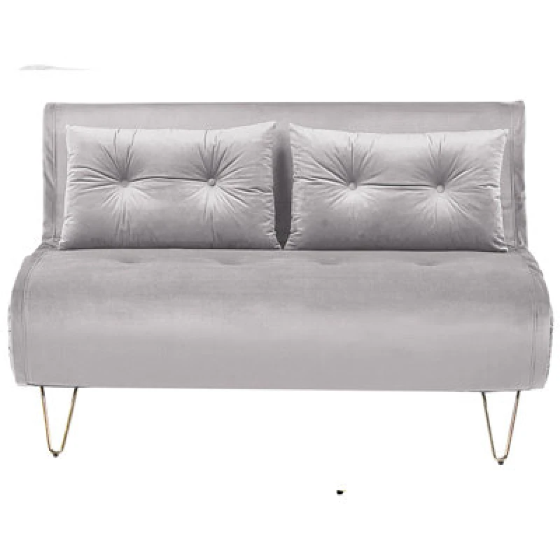 Image of Beliani Sofa Bed 2 Seater Vestfold Velvet Grey