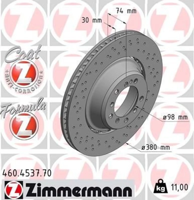 Image of ZIMMERMANN Brake disc ZIMMERMANN 460.4537.70