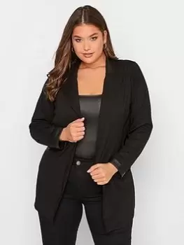 image of Yours PU Detail Blazer - Black, Size 20, Women