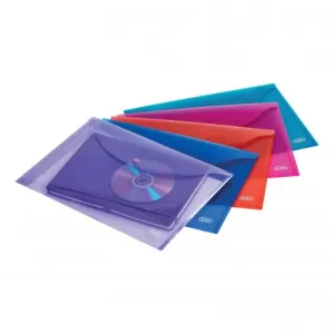 Image of Elba Snap A4 Wallet Polypropylene Integrated Stud Fastening Translucent Assorted Pack of 5