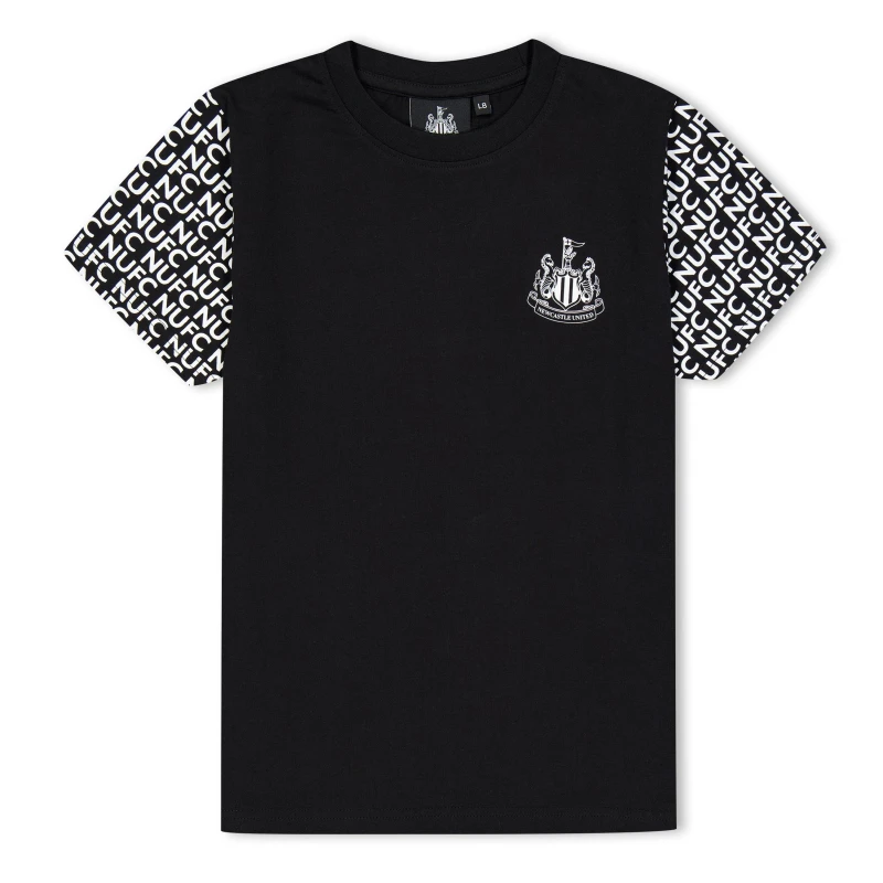 Image of Source Lab Newcastle United Graphic T-Shirt Juniors - Black 7 - 8 Years