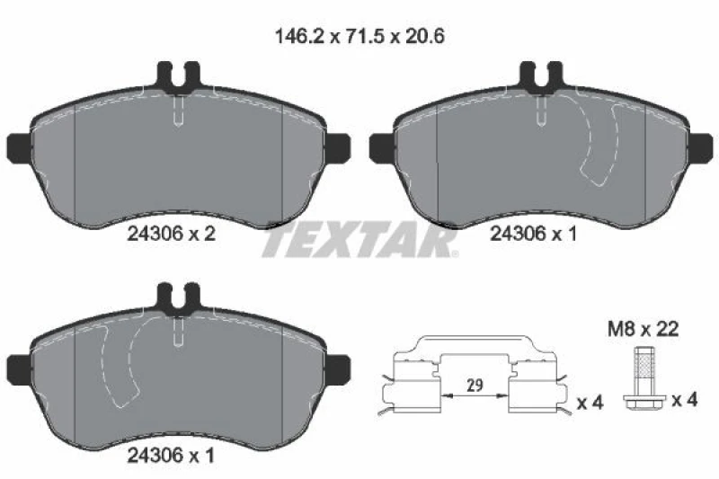Image of Brake pad set TEXTAR 2430602