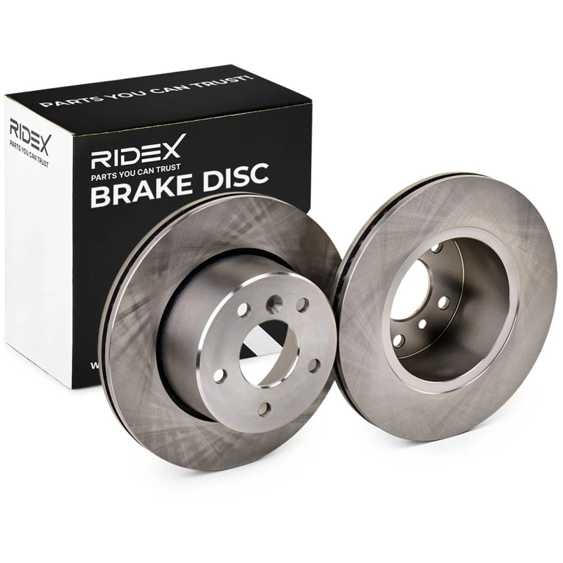 Image of RIDEX 82B0606 Brake disc Front Axle, Vented, Cast Iron, Uncoated, Untreated, without bolts/screws Cast Iron Brake Disc (82)