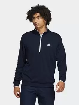 image of adidas Golf Upf Quarter Zip Pullover - Navy/White, Size L, Men