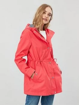 Image of Joules Shoreside Waterproof A-line Coat - Red, Size 18, Women