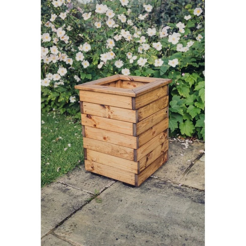Image of Churnet Valley Garden Furniture Ltd Multi Pack of 3 - Valley Tall Square Planter - Fully Assembled in Brown Size: 3 Pack Brown Unisex 3 Pack