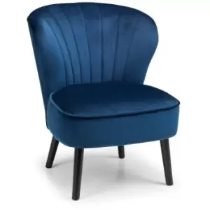 Mina Shell Back Accent Cocktail Chair Blue Velvet