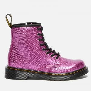 Image of Dr. Martens Kids 1460 Patent Lamper Lace Up Boots - Pink Reptile Emboss - UK 1 Kids