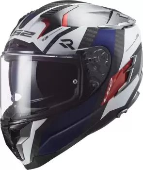 Image of LS2 FF327 Challenger Alloy Carbon Helmet, white-red-blue, Size 2XL, white-red-blue, Size 2XL