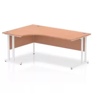 Image of Impulse 1800mm Left Crescent Desk Beech Top White Cantilever Leg MI001877
