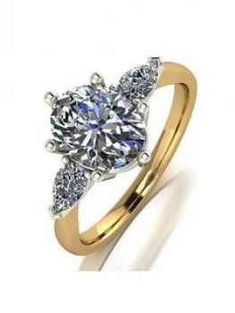 image of Moissanite MOISSANITE 9CT GOLD 2.5ct Eq total OVAL and PEAR SHAPED TRILOGY RING, Gold, Size Q, Women