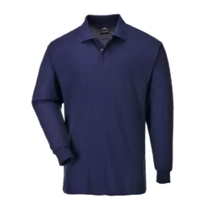 image of Portwest Mens Genoa Long Sleeved Polo Shirt Navy 3XL