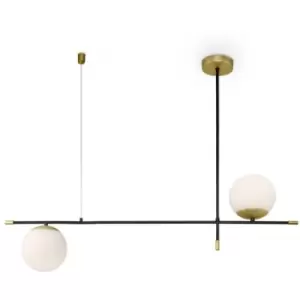 image of Maytoni Lighting - Maytoni Modern - Nostalgia Modern Nostalgia 2 Light Matt Gold Pendant Ceiling Light Glass Shades