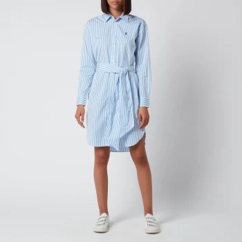 Image of Polo Ralph Lauren Womens Long Sleeve Dress - White/Blue - US 4/UK 8